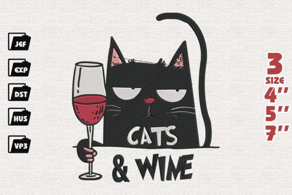 Review: Cat Drinking Wine Embroidery for Boutique Sweatshirts