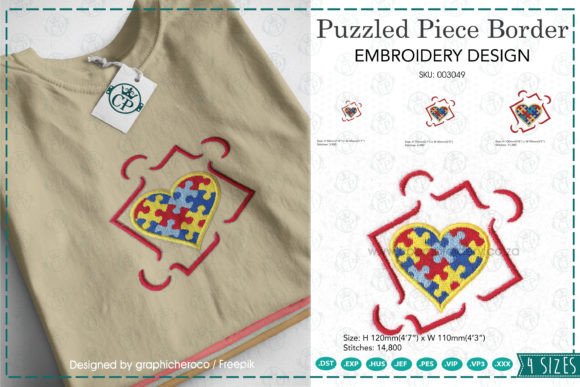 Review: Puzzle Piece Border Embroidery Design for Merch