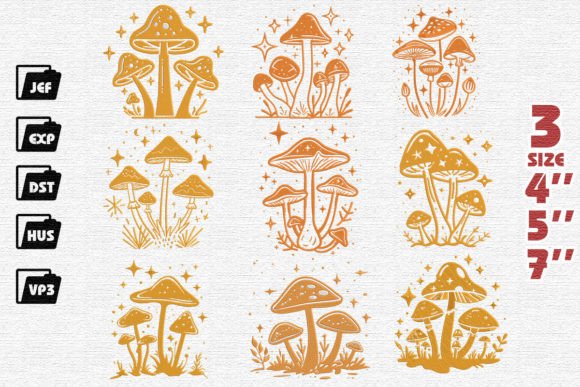 Review: Set of 9 Mushrooms and Stars Embroidery for Business