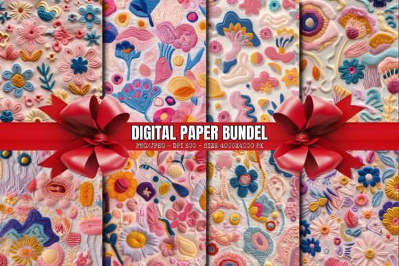 Reviewing Embroidery Flower Digital Papers for Boutique Apparel