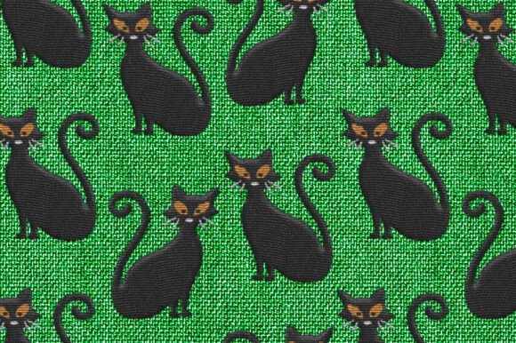 Reviewing Halloween Embroidery Cats Green Pattern